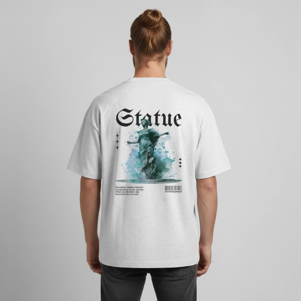 Heavyweight Boxy T-Shirt "STATUE" - Kühles Grau meliert