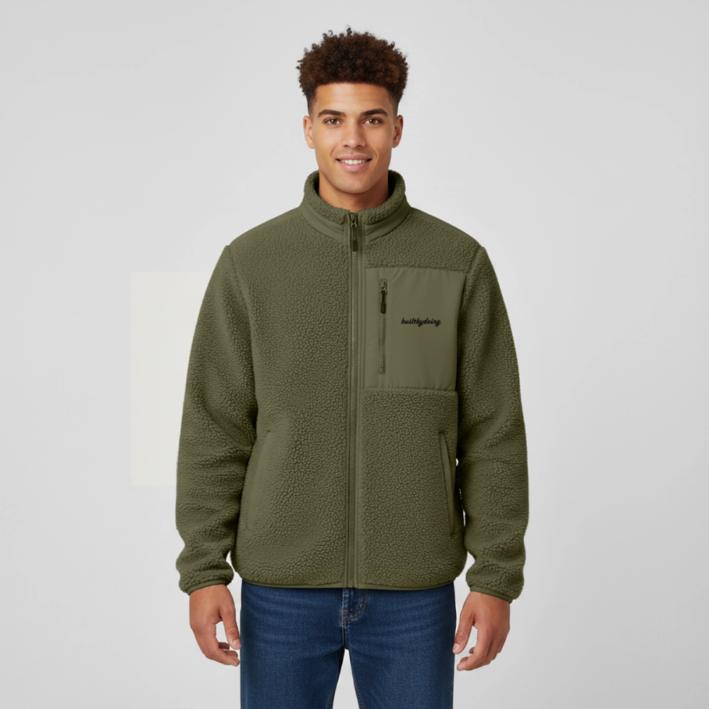 Relaxed Fit Sherpajacke - Khaki