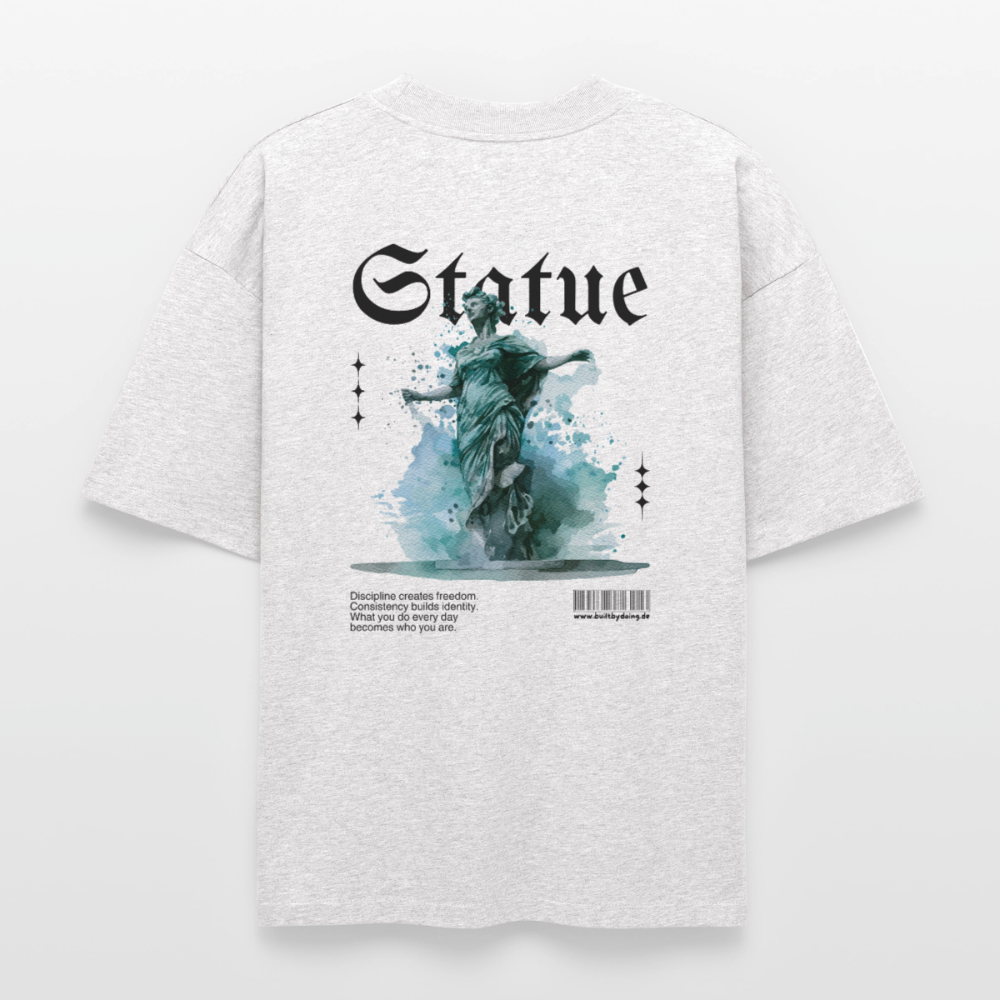 Heavyweight Boxy T-Shirt "STATUE" - Kühles Grau meliert