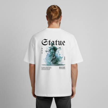 Heavyweight Boxy T-Shirt "STATUE" - Weiß