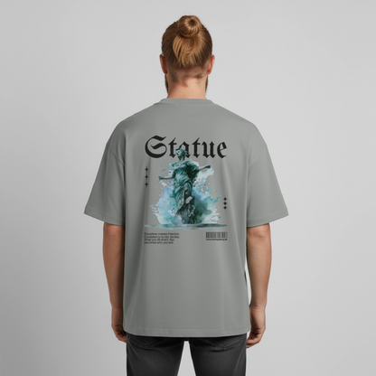 Heavyweight Boxy T-Shirt "STATUE" - Nebelgrau