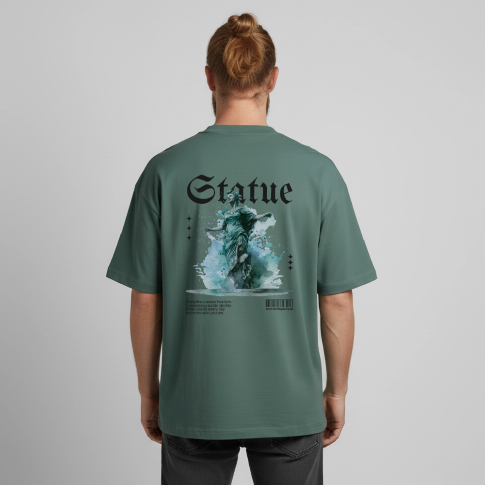Heavyweight Boxy T-Shirt "STATUE" - Grüner Bucht