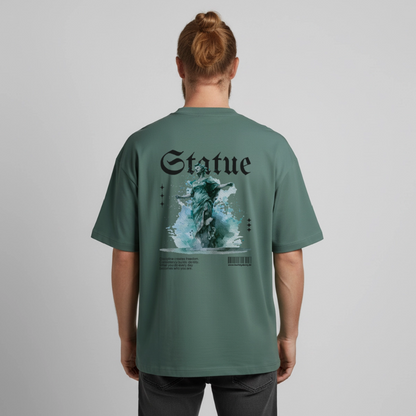 Heavyweight Boxy T-Shirt "STATUE" - Grüner Bucht