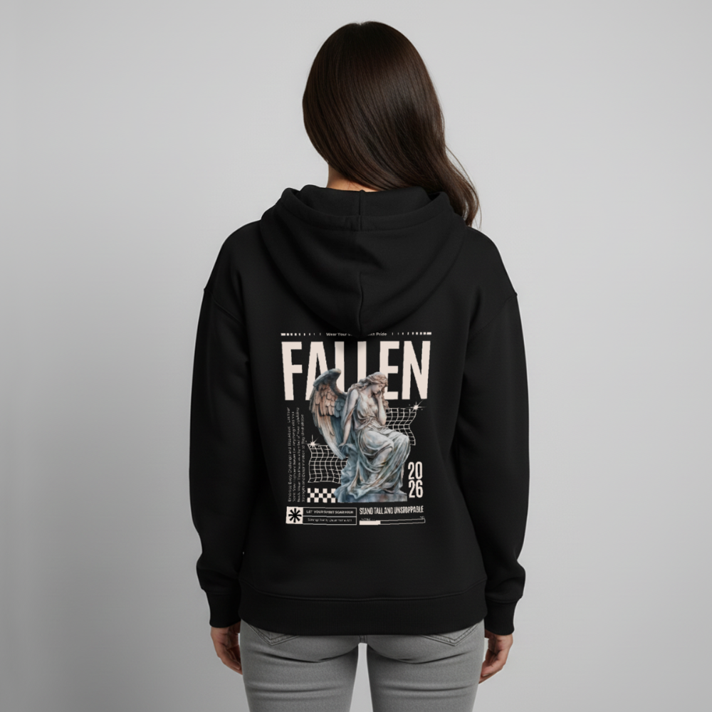 Oversized Premium Hoodie "FALLEN" - Schwarz