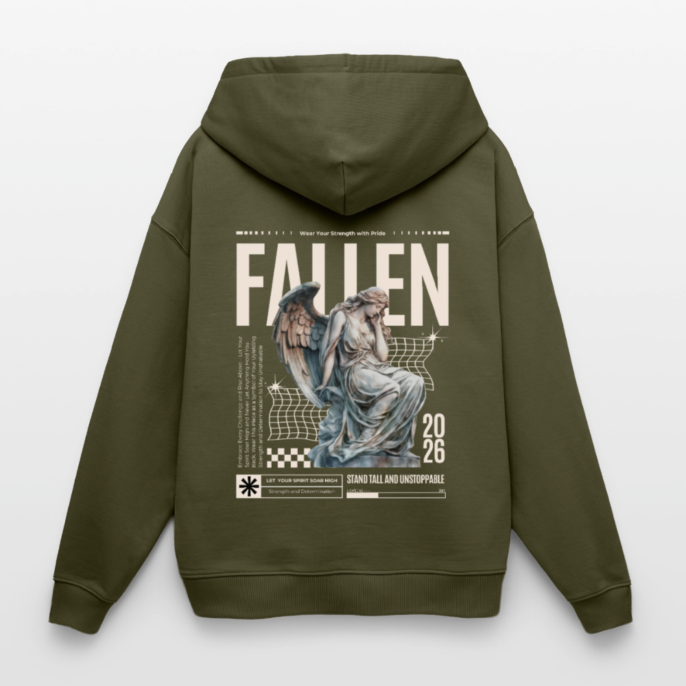 Oversized Premium Hoodie "FALLEN" - Khaki
