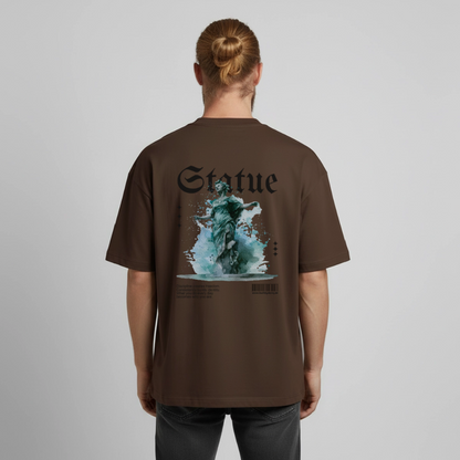 Heavyweight Boxy T-Shirt "STATUE" - Dunkelbraun