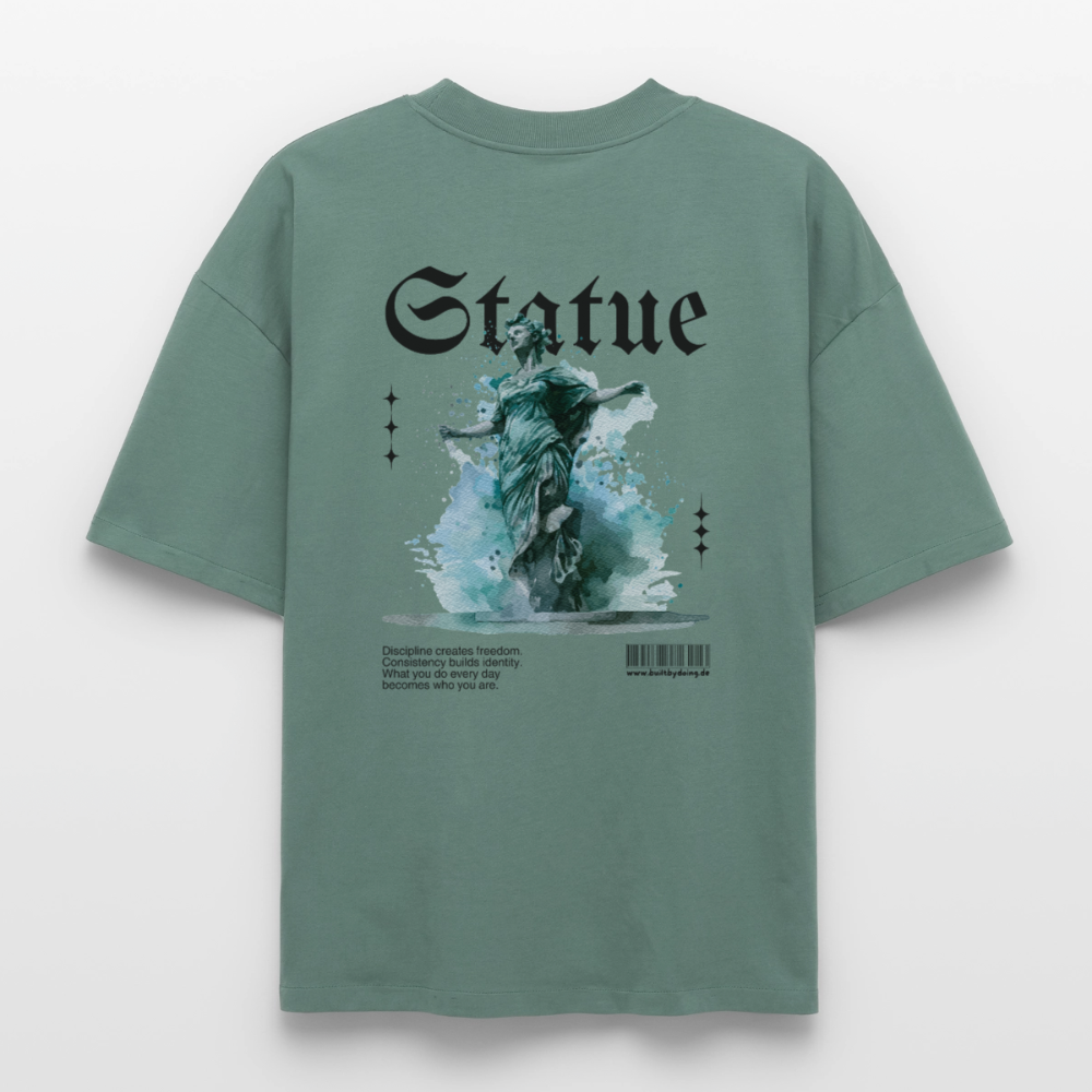 Heavyweight Boxy T-Shirt "STATUE" - Grüner Bucht