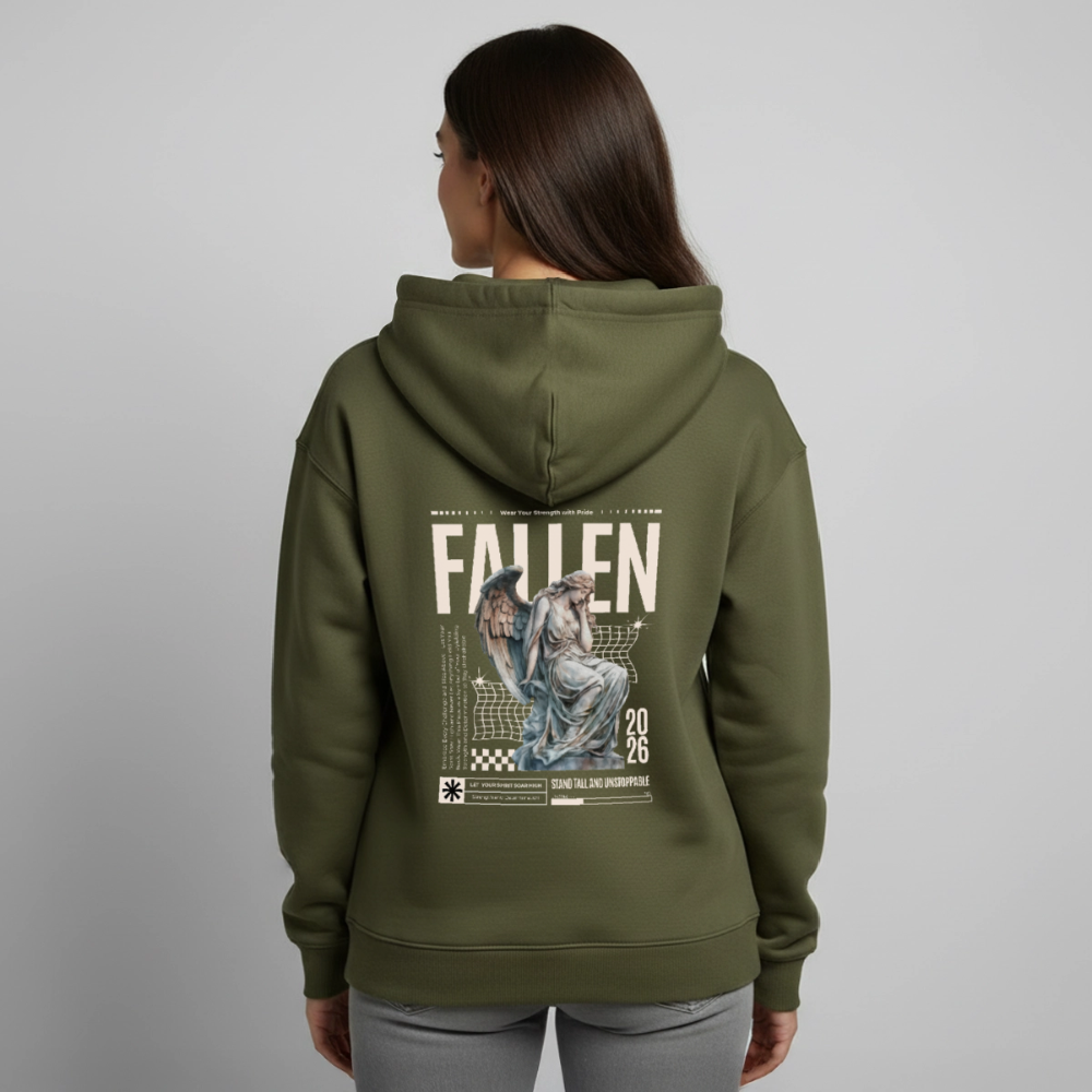 Oversized Premium Hoodie "FALLEN" - Khaki