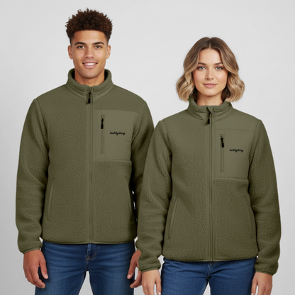 Relaxed Fit Sherpajacke - Khaki